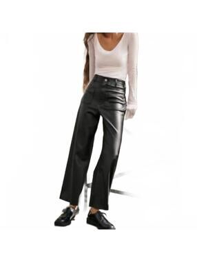 Zara Black Wide Leg Faux Leather Pants